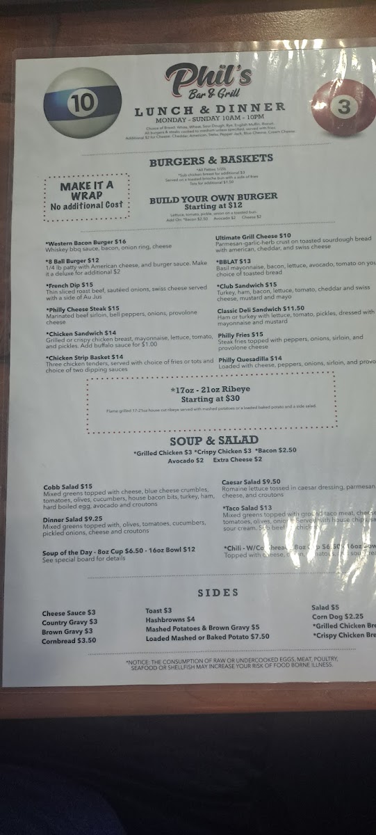 Phil's Bar & Grill Menu - Image 2